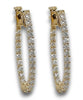 ESTATE 1.1CT DIAMOND 14K YELLOW GOLD ROUND INSIDE OUT OVAL HOOP HANGING EARRINGS