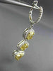 LARGE 4.02CT WHITE & FANCY YELLOW DIAMOND 18K 2 TONE GOLD HEART HANGING EARRINGS