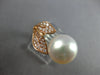 LARGE .27CT DIAMOND & AAA PINK SOUTH SEA PEARL 18K ROSE GOLD 3D DOUBLE LEAF RING