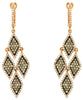 1.55CT WHITE & CHOCOLATE FANCY DIAMOND 14K ROSE GOLD CHANDELIER HANGING EARRINGS