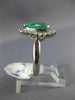 ESTATE LARGE 2.10CT DIAMOND & AAA EMERALD PLATINUM HALO CLASSIC ENGAGEMENT RING