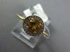 ESTATE .47CT DIAMOND & AAA CITRINE 14KT YELLOW GOLD ROUND HALO CLASSIC FUN RING