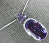 6.64CT DIAMOND & AAA AMETHYST 14KT WHITE GOLD OVAL & ROUND FUN FLOATING PENDANT