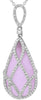 ESTATE 11.51CT DIAMOND & AAA ROSE QUARTZ 14KT WHITE GOLD TEAR DROP LOVE NECKLACE