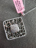 ESTATE LARGE .97CT DIAMOND 18K WHITE GOLD ROUND & PRINCESS SQUARE FLOWER PENDANT