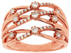 WIDE .40CT DIAMOND 14KT ROSE GOLD 3D MULTI ROW CRISS CROSS FUN ANNIVERSARY RING