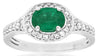 1.13CT DIAMOND & AAA EMERALD 14K WHITE GOLD 3D HALO OVAL & ROUND FRIENDSHIP RING