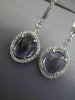 ESTATE 3.82CT DIAMOND & AAA AMETHYST 14K WHITE GOLD HALO ETOILE HANGING EARRINGS
