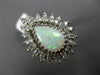 ANTIQUE LARGE 3.45CT OLD MINE DIAMOND & OPAL 14KT WHITE GOLD TEAR DROP RING #820
