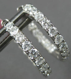1.13CT DIAMOND 18K WHITE GOLD INSIDE OUT MULTI ROW ROUND HUGGIE HANGING EARRINGS