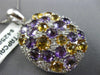 ESTATE LARGE 6.25CT DIAMOND & AAA AMETHYST & CITRINE 14K WHITE GOLD OVAL PENDANT