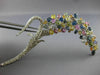 EXTRA LARGE 9.10CT DIAMOND & AAA MULTI COLOR SAPPHIRE 14KT WHITE GOLD BROOCH PIN