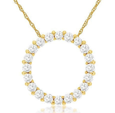 .25CT DIAMOND 14KT YELLOW GOLD 3D CLASSIC ROUND CIRCLE OF LIFE FLOATING PENDANT