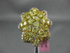 LARGE 3.44CT PINK & FANCY YELLOW DIAMOND 18K YELLOW GOLD MULTI SHAPE FLOWER RING
