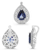 1.37CT DIAMOND & AAA SAPPHIRE 14KT YELLOW GOLD PEAR SHAPE & ROUND HALO PENDANT
