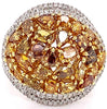 LARGE 3.83CT MULTI COLOR DIAMOND 18KT 2 TONE GOLD MULTI SHAPE CLUSTER OVAL RING