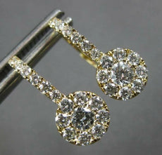 ESTATE .82CT DIAMOND 14K YELLOW GOLD SOLITAIRE HALO LEVERBACK HANGING EARRINGS