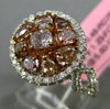 ESTATE LARGE 1.69CT MULTI COLOR DIAMOND 18KT WHITE ROSE GOLD FILIGREE ROUND RING