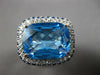 ESTATE EXTRA LARGE 14.51CT DIAMOND AAA SAPPHIRE & BLUE TOPAZ 14K WHITE GOLD RING