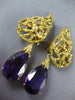 ANTIQUE EXTRA LARGE 22.0CT AAA AMETHYST 14KT YELLOW GOLD 3D PEAR SHAPE EARRINGS