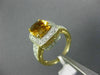 EXTRA LARGE 3.40CT DIAMOND & AAA CITRINE 14KT 2 TONE GOLD CUSHION FILIGREE RING
