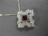 ANTIQUE .56CT DIAMOND & AAA RUBY 18K WHITE GOLD 3D SQUARE FILIGREE PENDANT #9375