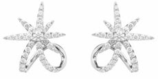 1.70CT DIAMOND 18KT WHITE GOLD 3D SNOWFLAKE STARBURST UMBRELLA HANGING EARRINGS