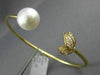 ESTATE LARGE .22CT DIAMOND & AAA SOUTH SEA PEARL 18K YELLOW GOLD BANGLE BRACELET