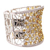 EXTRA LARGE 29.17CT MULTI COLOR DIAMOND 18KT 2 TONE GOLD 3D CUFF BANGLE BRACELET