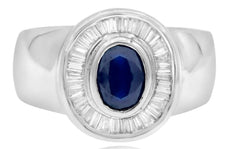 1.70CT DIAMOND & AAA SAPPHIRE 14KT WHITE GOLD 3D CLASSIC BEZEL ENGAGEMENT RING