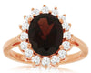 3.40CT DIAMOND & AAA GARNET 14KT ROSE GOLD OVAL & ROUND FLOWER CLASSIC FUN RING