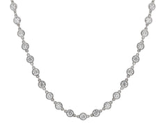 9.19CT DIAMOND 18KT WHITE GOLD 3D CLASSIC BY THE YARD BEZEL LOVE TENNIS NECKLACE