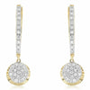 ESTATE .33CT DIAMOND 14KT YELLOW GOLD 3D CLUSTER FUN HANGING EARRINGS