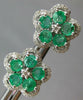 ESTATE 1.80CT DIAMOND & AAA EMERALD 18KT WHITE GOLD CLASSIC FLOWER STUD EARRINGS
