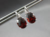 1.42CT DIAMOND & AAA GARNET 14KT WHITE GOLD 3D OVAL & ROUND FUN HANGING EARRINGS