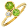 ESTATE .88CT DIAMOND & AAA PERIDOT 14K YELLOW GOLD 3 STONE BEZEL ETOILE FUN RING