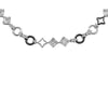 10.14CT DIAMOND & AAA ONYX 18KT WHITE GOLD ROUND & BAGUETTE FLOWER LOVE NECKLACE