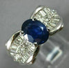 ESTATE WIDE 2.20CT DIAMOND & AAA SAPPHIRE 18KT WHITE GOLD FLOWER ENGAGEMENT RING