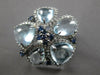 LARGE 9.94CT DIAMOND & AAA BLUE TOPAZ & SAPPHIRE 14KT WHITE GOLD FLOWER FUN RING