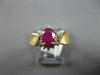 ESTATE 1.10CT DIAMOND & AAA RUBY 14KT YELLOW GOLD OVAL & ROUND FLOWER FUN RING