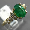 ESTATE 1.45CT DIAMOND & AAA OVAL CUT EMERALD 14KT YELLOW GOLD 3D ENGAGEMENT RING