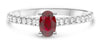 ESTATE .83CT DIAMOND & AAA RUBY 14KT WHITE GOLD 3D OVAL & ROUND ENGAGEMENT RING