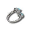 LARGE 2.84CT DIAMOND & AAA PARAIBA TOURMALINE 18K WHITE GOLD 3D CRISS CROSS RING