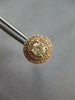 LARGE 1.29CT WHITE & FANCY YELLOW DIAMOND 18KT ROSE GOLD 3D HALO STUD EARRINGS