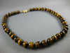 ESTATE LONG AAA TIGER EYE 14KT YELLOW GOLD MULTI BEAD CLASSIC LUCKY NECKLACE