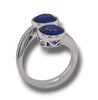 LARGE 5.31CT DIAMOND AAA SAPPHIRE 18K WHITE GOLD OVAL SOLITAIRE CRISS CROSS RING