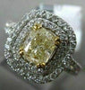 LARGE 2.10CT WHITE & FANCY YELLOW CANARY DIAMOND 14K 2 TONE GOLD ENGAGEMENT RING