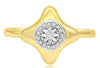 ESTATE .05CT DIAMOND 14KT 2 TONE GOLD 3D ROUND STARBURST SQUARE FLORAL FUN RING