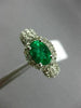 ESTATE LARGE 3.79CT DIAMOND & AAA EMERALD PLATINUM 3D OVAL PAVE ANNIVERSARY RING