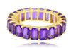5.93CT AAA AMETHYST 14KT YELLOW GOLD EMERALD CUT SHARED PRONG ETERNITY FUN RING